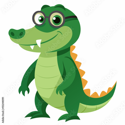 cartoon crocodile on white