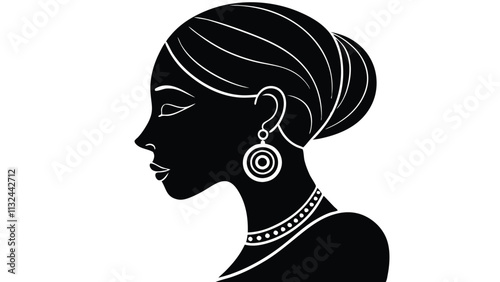 Profile of a Woman with Elaborate Jewelry