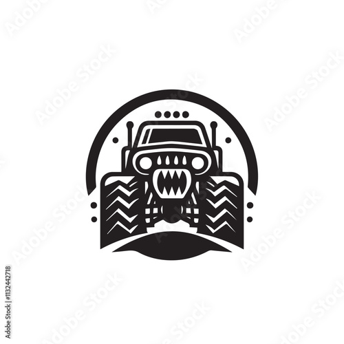 Monster car cartoon vector logo illustration eps 10