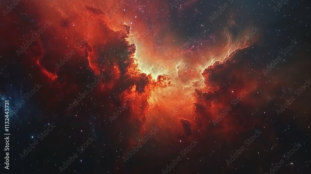 Fototapeta premium Vibrant nebula and galaxies in space, abstract cosmic background with colorful celestial patterns