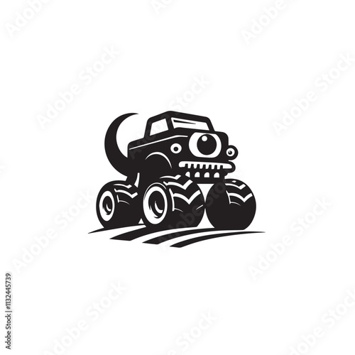 Monster car cartoon vector logo illustration eps 10