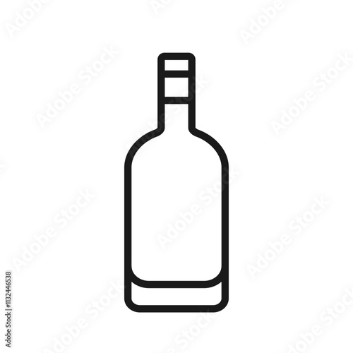 Gin, rum bottle blank icon design. Outline pictogram with editable stroke. Vector illustration isolated on white background. For web page, liquor store design, logo idea. Hard liquors concept