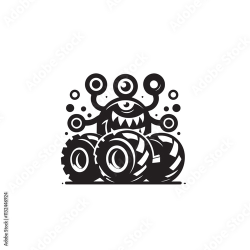 Monster car cartoon vector logo illustration eps 10