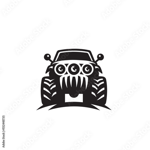 Monster car cartoon vector logo illustration eps 10