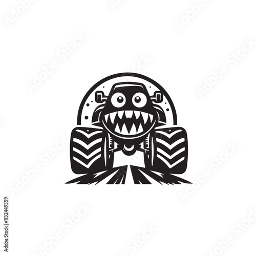 Monster car cartoon vector logo illustration eps 10