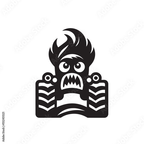 Monster car cartoon vector logo illustration eps 10