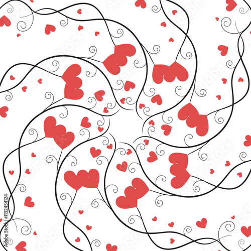 red hearts isolated on white for Valentines day card or t-shirt design. Hand drawn style. Vector illustration