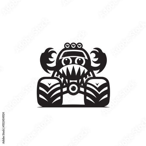 Monster car cartoon vector logo illustration eps 10