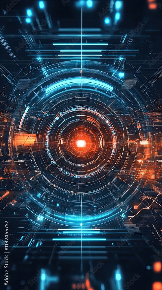 Fototapeta premium Abstract Digital Technology Circular Interface Design