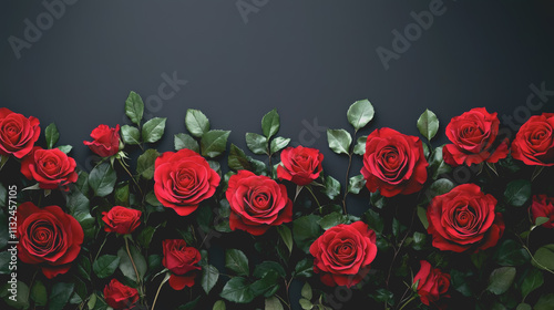 Valentine Flower Crowns with Red Roses on Black Background Romantic Floral Arrangement for Love, Wedding, and Celebration Captivating Beauty and Elegance in Floral Photography
