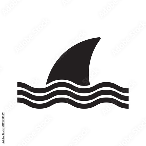 shark warning sign flat icon vector