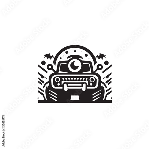 Monster car cartoon vector logo illustration eps 10