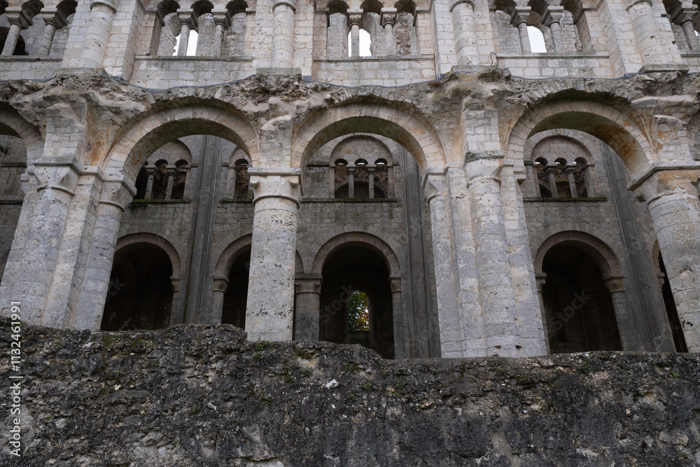 Fototapeta premium Abbey ruins of Jumièges, dating from the early first millennium and located in France.
