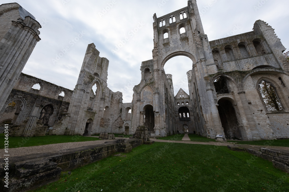 Fototapeta premium Abbey ruins of Jumièges, dating from the early first millennium and located in France.