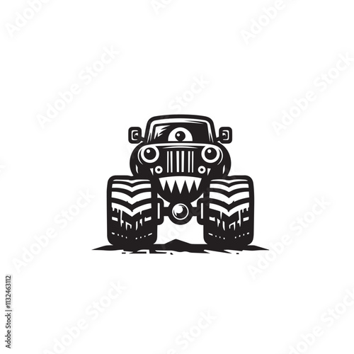 Monster car cartoon vector logo illustration eps 10