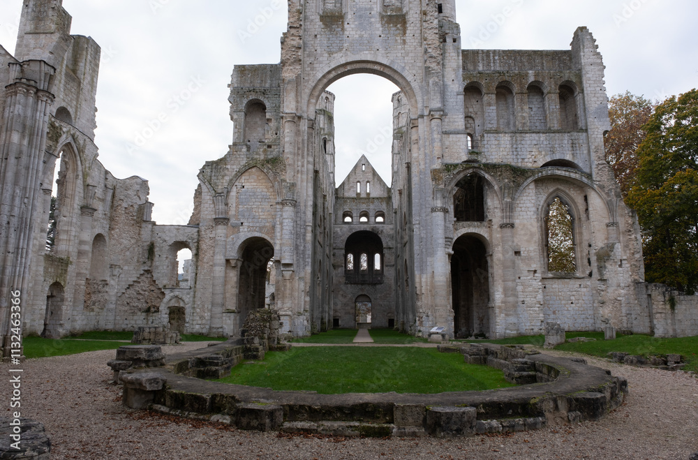 Fototapeta premium Abbey ruins of Jumièges, dating from the early first millennium and located in France.
