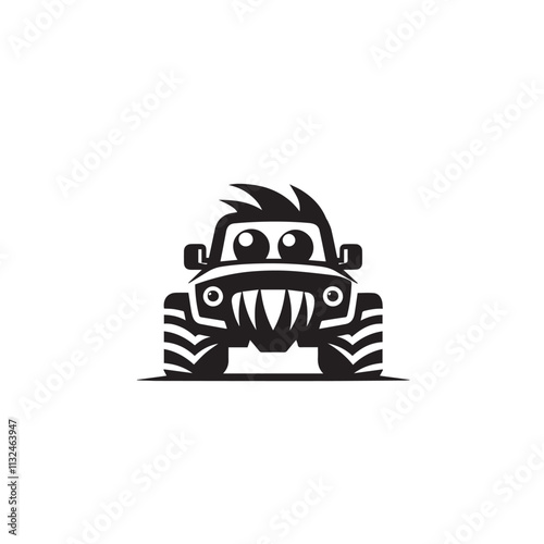 Monster car cartoon vector logo illustration eps 10