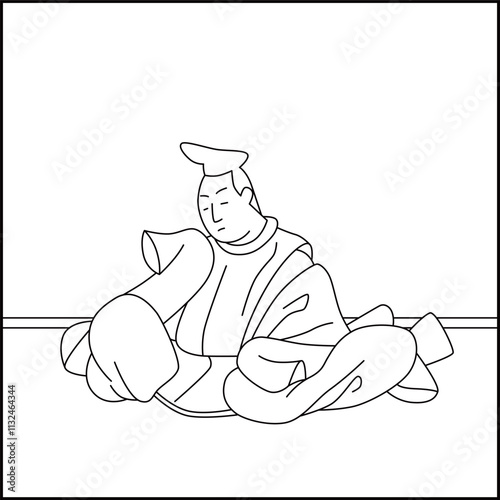 線画正方形百人一首　曾禰好忠