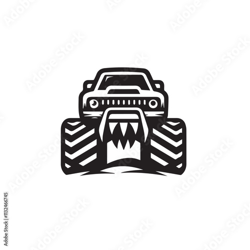 Monster car cartoon vector logo illustration eps 10