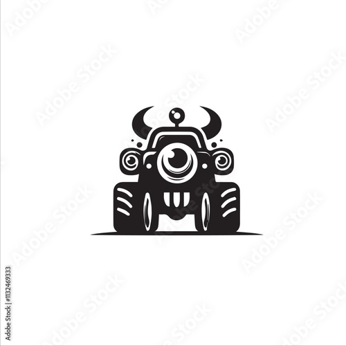 Monster car cartoon vector logo illustration eps 10