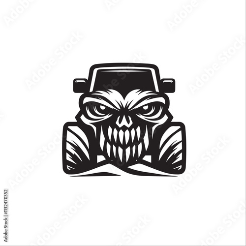 Monster car cartoon vector logo illustration eps 10
