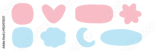 Baby blobs message set. Deform buble for text. Assymetrric childish shapes. Vector illustration on white background