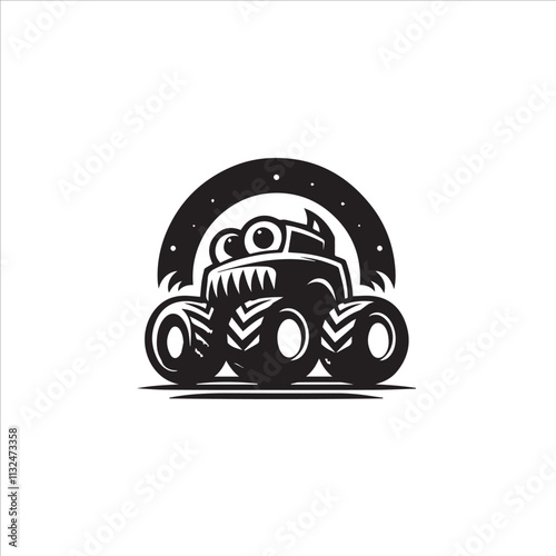 Monster car cartoon vector logo illustration eps 10