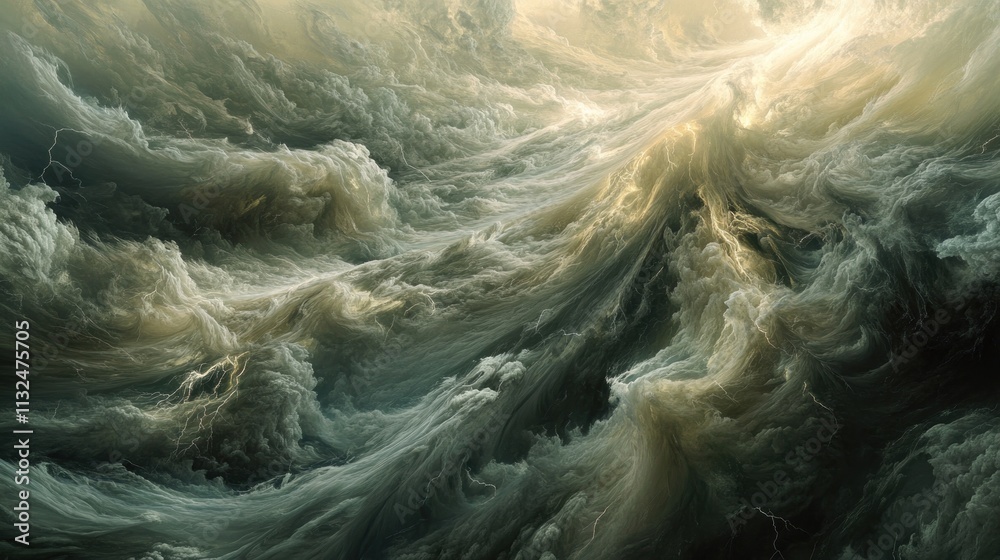 Obraz premium Abstract Celestial Landscape: A Whirlwind of Clouds and Light