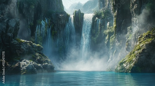 Enchanted Waterfall in Lush Mountain Valley