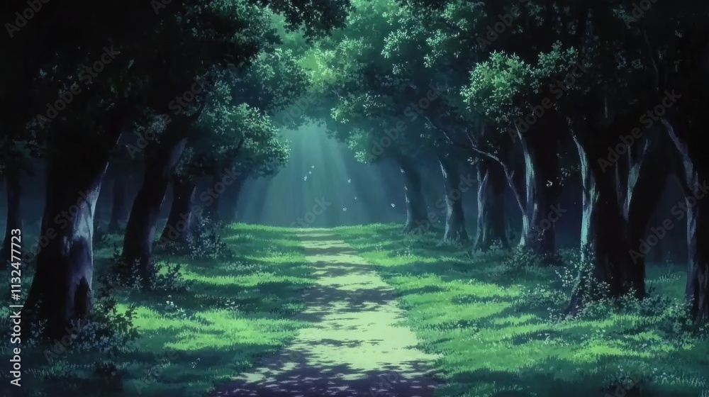 Obraz premium Enchanted Forest Path: A Serene Journey Through Nature's Embrace