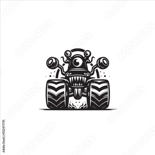 Monster car cartoon vector logo illustration eps 10