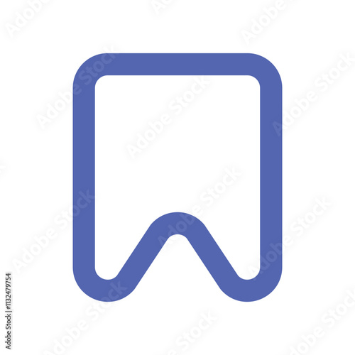 A simple abstract digital illustration featuring a blue rectangular shape with a curved bottom.