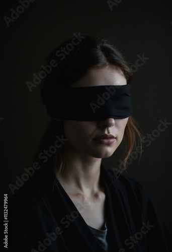 Blindfolded Woman A Study in Obscurity and Perception photo