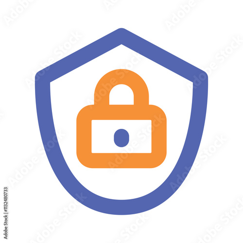 An orange data storage icon is centrally located within a blue protective shield symbolizing secure data.