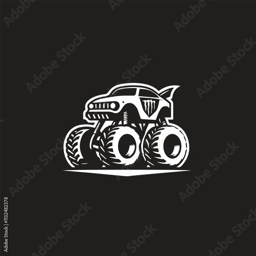 Monster car cartoon vector logo illustration eps 10