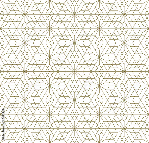 Seamless geometric pattern in traditional Japanese craft style Kumiko Zaiku