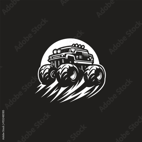 Monster car cartoon vector logo illustration eps 10