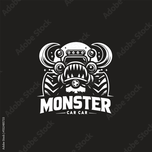 Monster car cartoon vector logo illustration eps 10