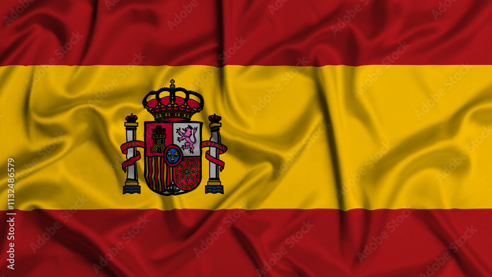 Obraz premium Spain silk flag waving in the wind background