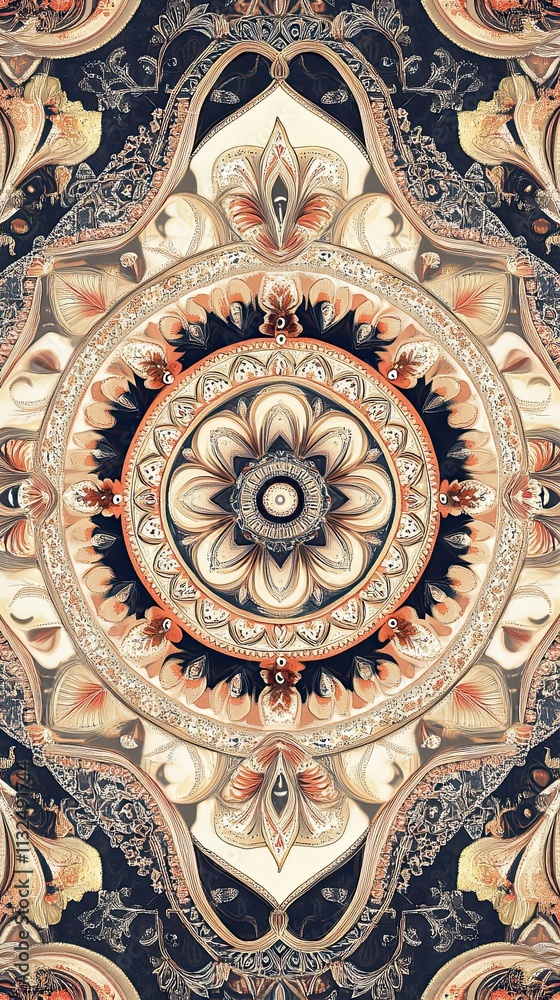 Fototapeta premium Intricate Mandala Design Featuring Floral And Geometric Patterns