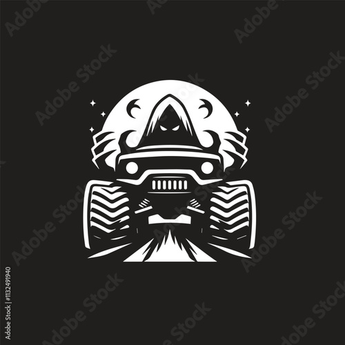 Monster car cartoon vector logo illustration eps 10