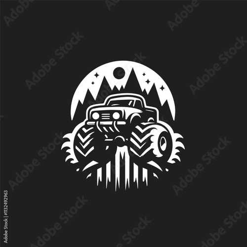 Monster car cartoon vector logo illustration eps 10