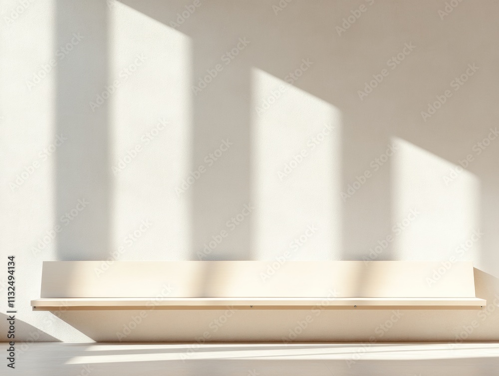 Fototapeta premium Minimalist Sunlit Benches Monochrome Play of Light and Shadow