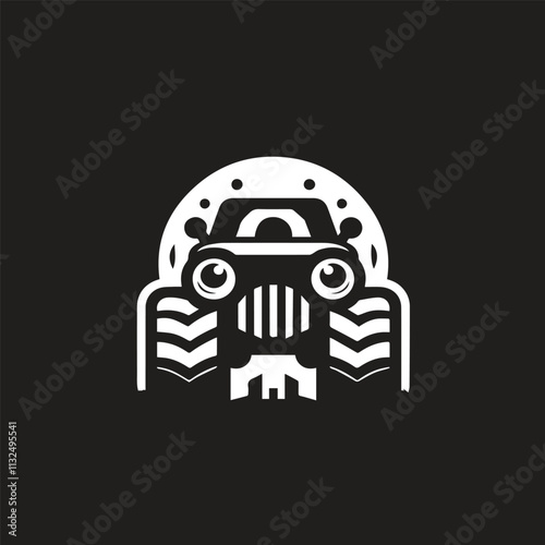 Monster car cartoon vector logo illustration eps 10