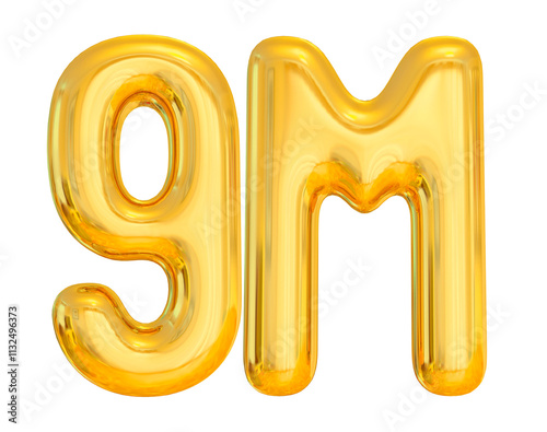 9M Follow Gold Number Balloon 3d photo