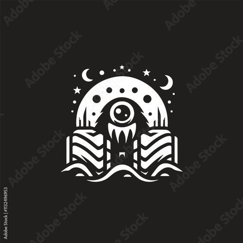 Monster car cartoon vector logo illustration eps 10