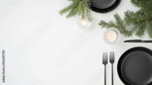 Modern Festive Tablescapes Sleek Black and White Decor for Christmas, New Year, and Thanksgiving