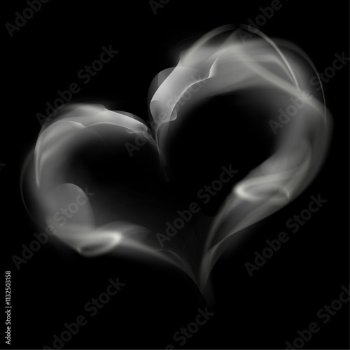 Smoke. Smoke in the shape of a heart. Element for design.Smoke steam of heart shape isolated on transparent background