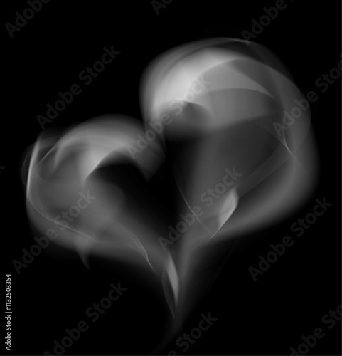 Smoke. Smoke in the shape of a heart. Element for design.Smoke steam of heart shape isolated on transparent background