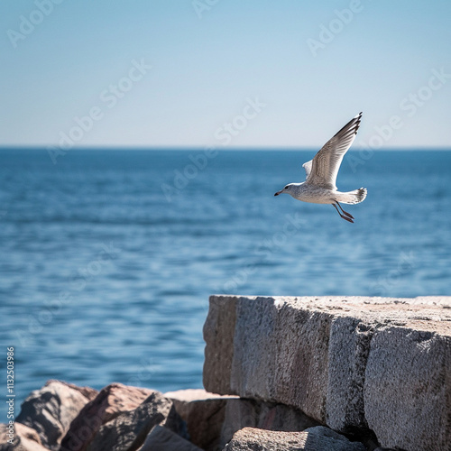 seagull on the sea, Generative AI